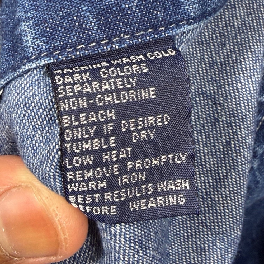 Vintage Chaps Ralph Lauren Shirt Mens XL Blue Denim Oversized Button Up Western - Picture 7 of 12